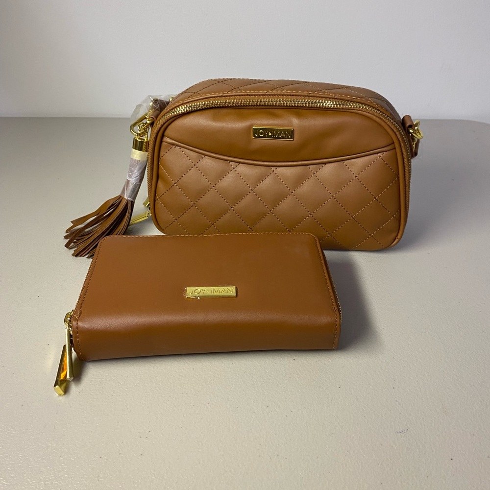 Joy & Iman Crossbody Bag and Wallet Camel